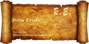 Rohm Ernő névjegykártya